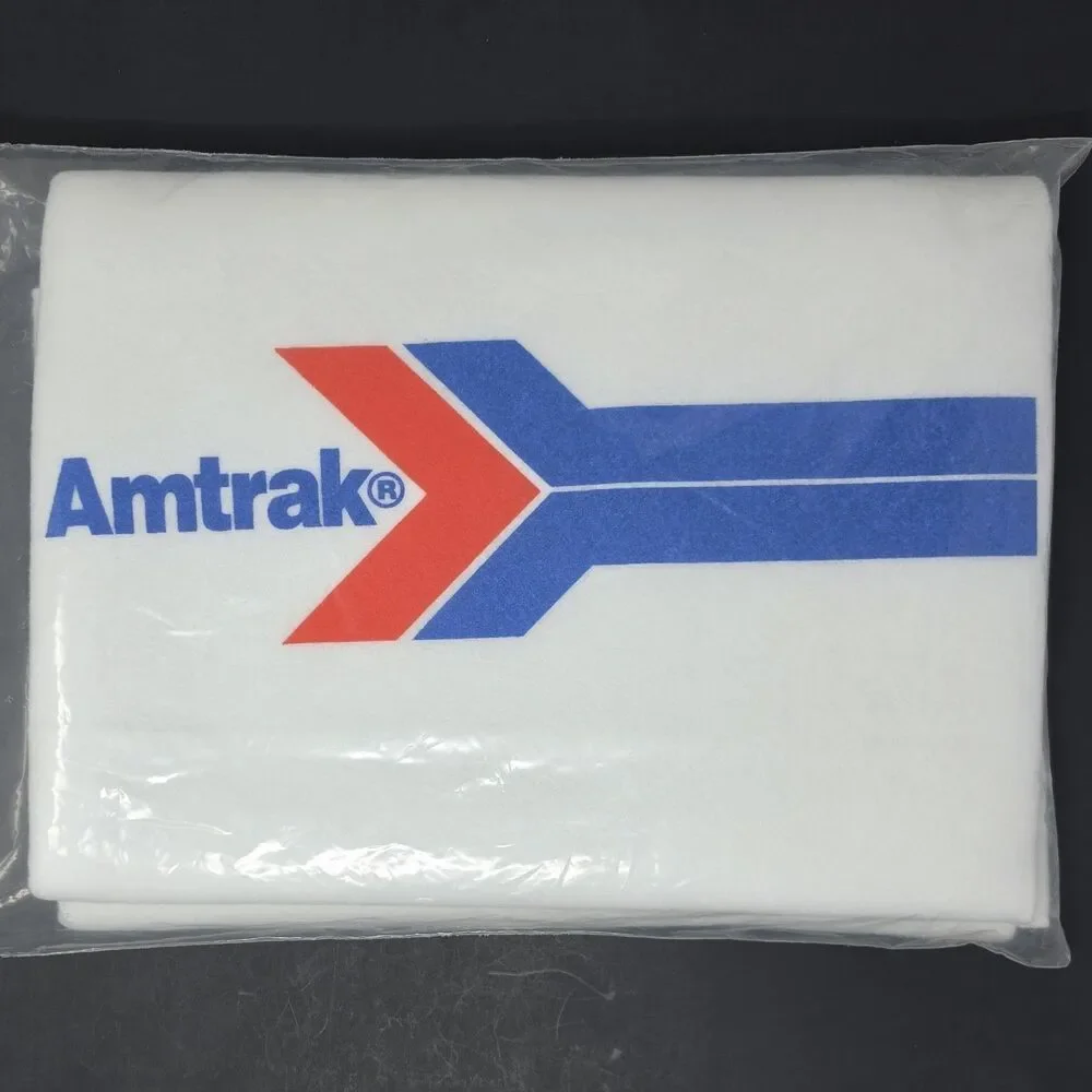 Vintage AMTRAK Souvenir Blanket All Aboard Railroad 50x60 FR Made In USA NEW